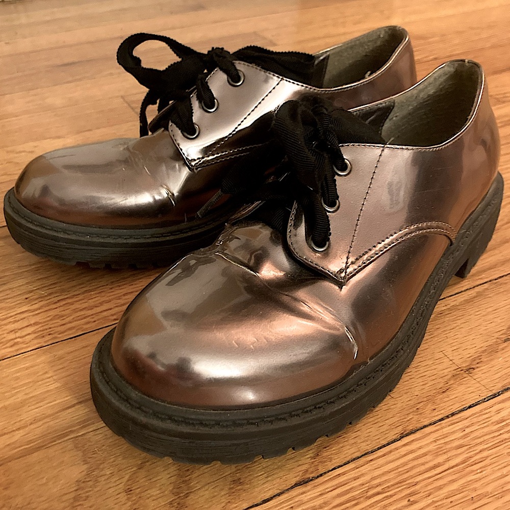 Chunky Metallic Rose Gold Oxfords